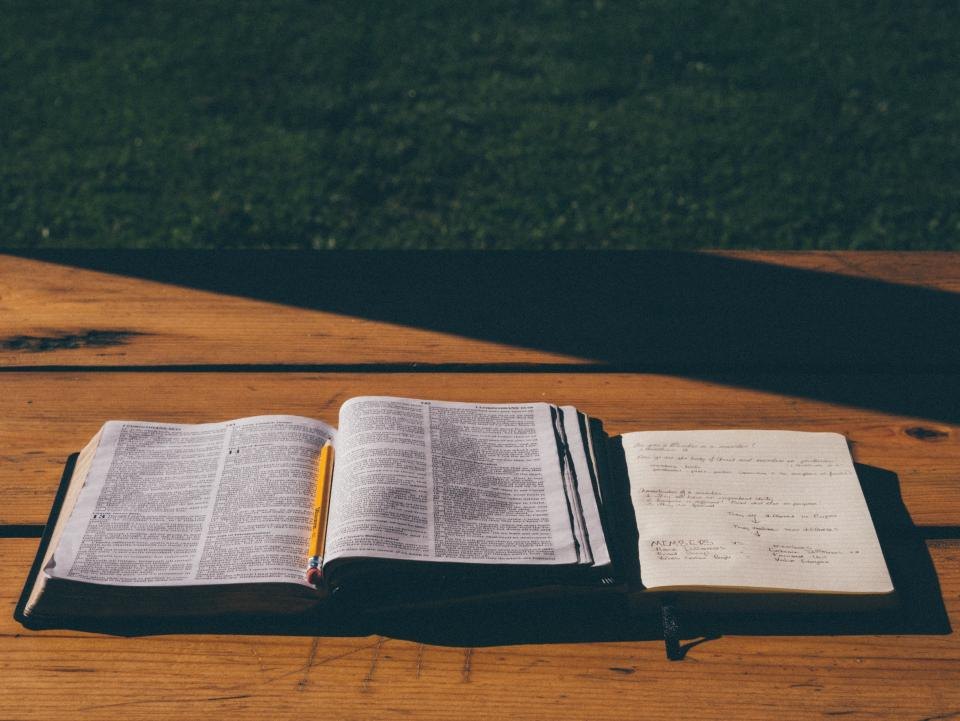 Books and a notebook together
