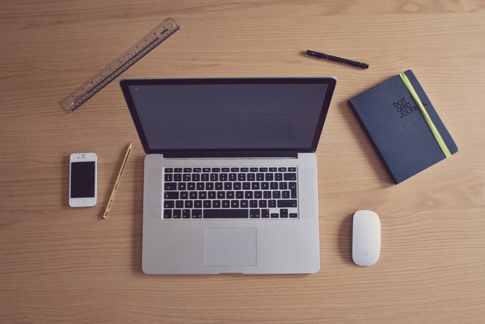 A laptop in a simple workspace